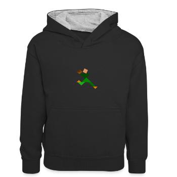 Rugby players - Tangram - Kids’ Contrast Hoodie - black/heather grey - Front