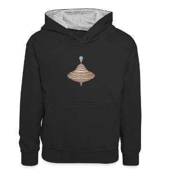 Jupiter - Sweat à capuche contrasté Enfant - noir/gris chiné - Devant