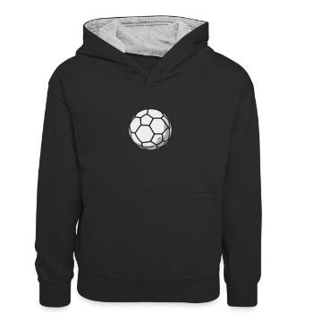 Conception minimaliste de l’art au trait de football - Sweat à capuche contrasté Enfant - noir/gris chiné - Devant