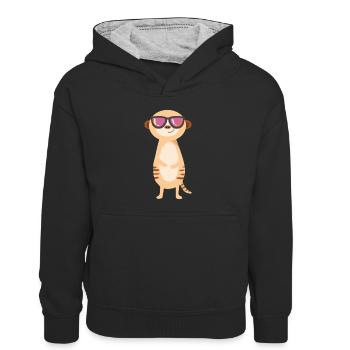 Cool Man - Kinder Kontrast-Hoodie - Schwarz/Grau meliert - Vorne