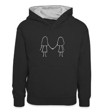 Beste Freunde - Kinder Kontrast-Hoodie - Schwarz/Grau meliert - Vorne