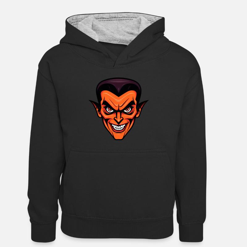 Vampire mignon d’Halloween - Sweat à capuche contrasté Enfant - noir/gris chiné