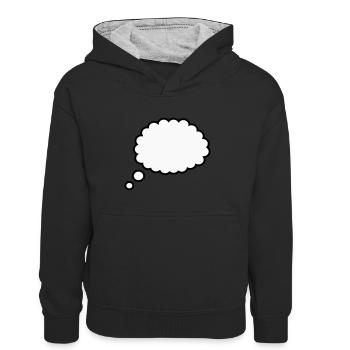 Bulle de pensée - Sweat à capuche contrasté Enfant - noir/gris chiné - Devant