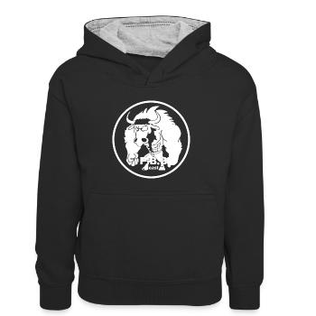 PaintBallBulls B&W - Kinder Kontrast-Hoodie - Schwarz/Grau meliert - Vorne