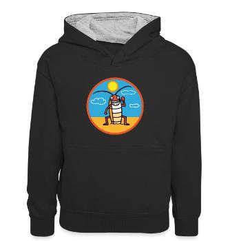 Kakerlake am Strand beim Sonnenbad - Kinder Kontrast-Hoodie - Schwarz/Grau meliert - Vorne