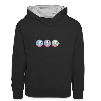 Peanuts Snoopy Autor - Kinder Kontrast-Hoodie - Schwarz/Grau meliert - Vorne