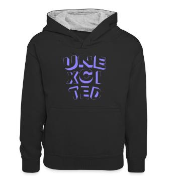 unexcited purple - Kinder Kontrast-Hoodie - Schwarz/Grau meliert - Vorne