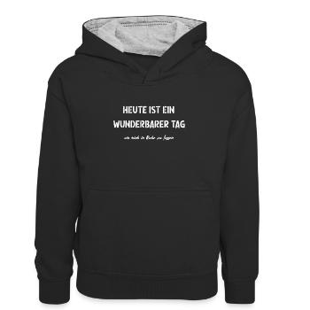 Wunderbarer Tag - Kinder Kontrast-Hoodie - Schwarz/Grau meliert - Vorne