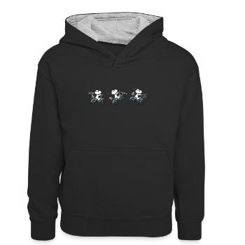 Peanuts Snoopy Fahrrad - Kinder Kontrast-Hoodie - Schwarz/Grau meliert - Vorne