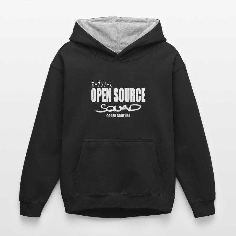 LUZILLION CODER COUTURE, OPEN SOURCE SUPPORTER Kids’ Contrast Hoodie