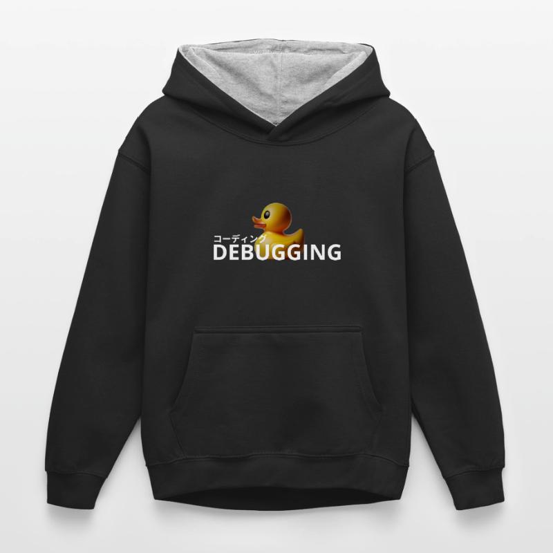 LUZILLION CODER COUTURE, RUBBER DUCK DEBUGGING Kinder Kontrast-Hoodie