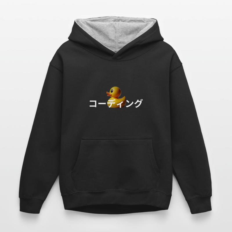 LUZILLION CODER COUTURE, RUBBER DUCK DEBUGGING Kinder Kontrast-Hoodie