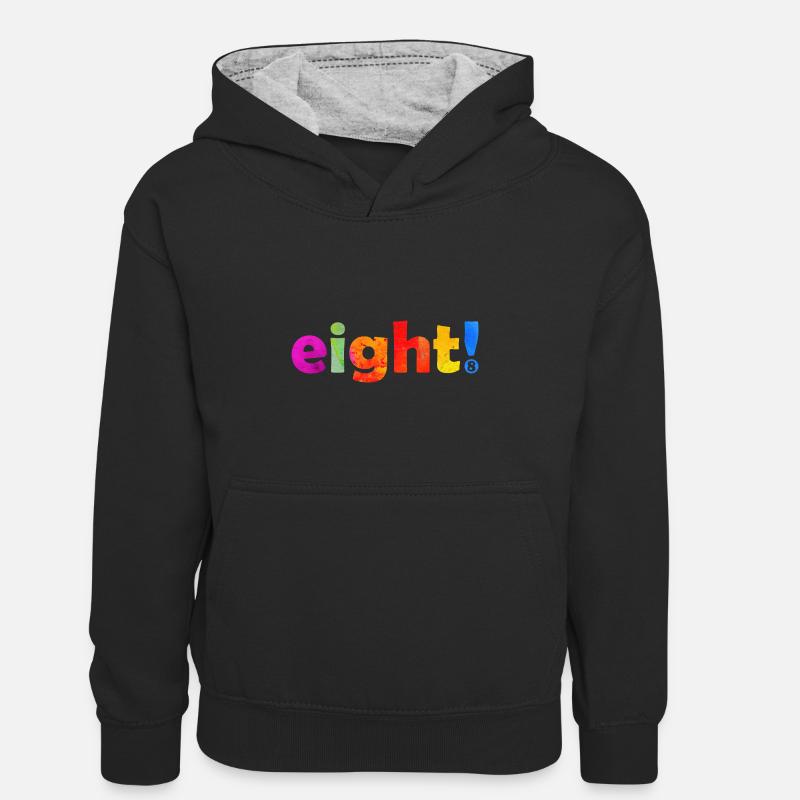 HUIT 8 ANS 8E ANNIVERSAIRE - Sweat à capuche contrasté Enfant - noir/gris chiné