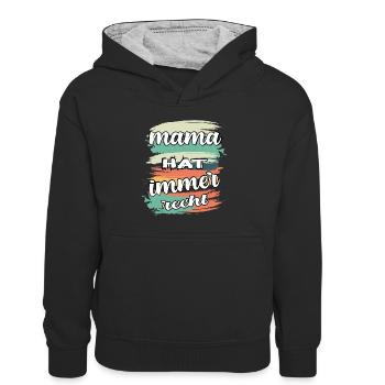 mama hat immer recht - Sweat à capuche contrasté Enfant - noir/gris chiné - Devant