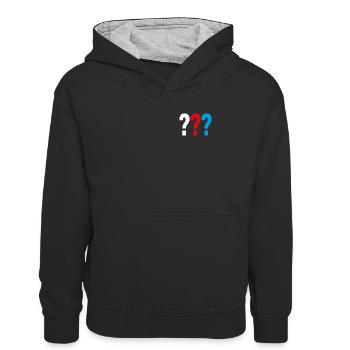 Die Drei ??? kleines Logo - Kinder Kontrast-Hoodie - Schwarz/Grau meliert - Vorne