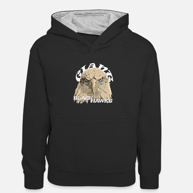 Faucon géant - Sweat à capuche contrasté Enfant - noir/gris chiné