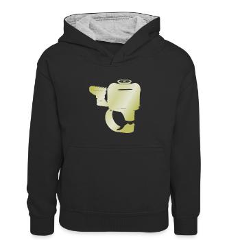 The Golden bell. - Kids’ Contrast Hoodie - black/heather grey - Front