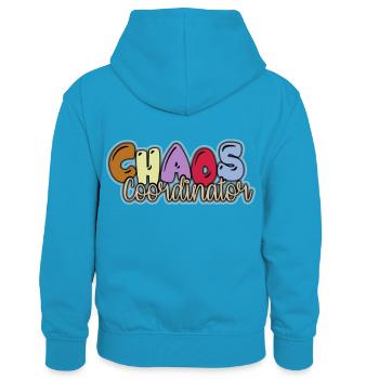 Kindergarten Chaos Koordinator - Kinder Kontrast-Hoodie - Pfauenblau/Grau meliert - Hinten