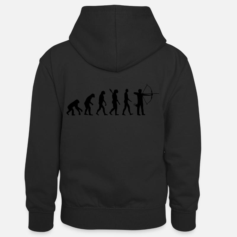Archery Evolution - Kinder Kontrast-Hoodie - Schwarz/Grau meliert