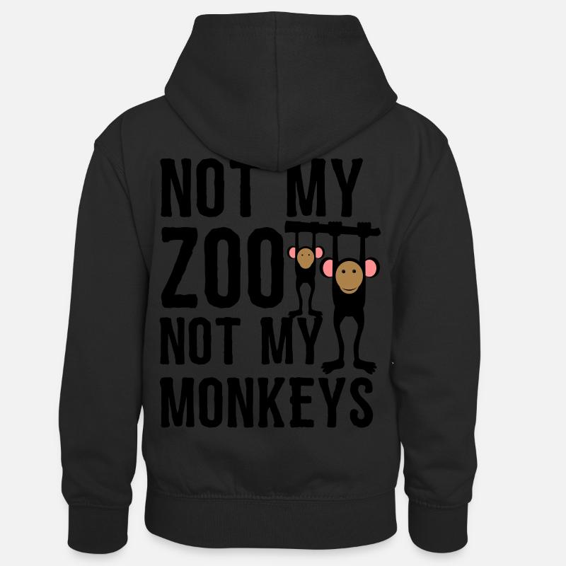 pas mon zoo pas mes singes 1 - Sweat à capuche contrasté Enfant - noir/gris chiné