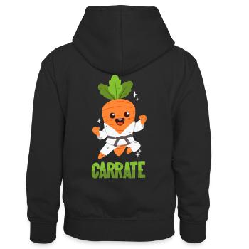 Karate-Karotte - Wortwitz - Kinder Kontrast-Hoodie - Schwarz/Grau meliert - Hinten