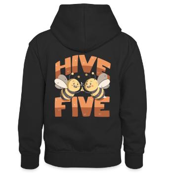Hive Five - Kinder Kontrast-Hoodie - Schwarz/Grau meliert - Hinten