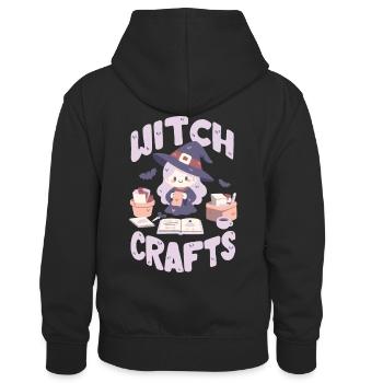 Hexerei ist, wenn die Hexe bastelt - Kinder Kontrast-Hoodie - Schwarz/Grau meliert - Hinten