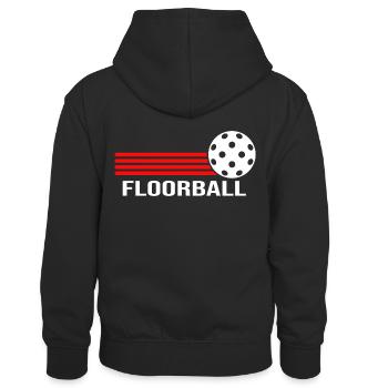 Floorball Unihockey FLOORBALL-life Floorballer - Kinder Kontrast-Hoodie - Schwarz/Grau meliert - Hinten