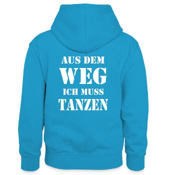 Aus dem weg ich muss tanzen - Kinder Kontrast-Hoodie - Pfauenblau/Grau meliert - Hinten