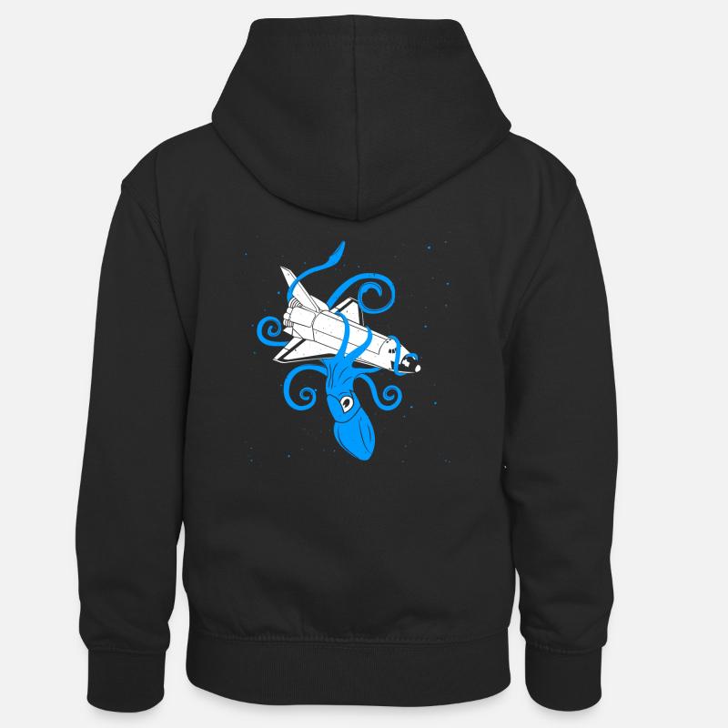 Squid vs Space Shuttle - Sweat à capuche contrasté Enfant - noir/gris chiné