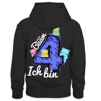 4. Geburtstag Gummibär - Kinder Kontrast-Hoodie - Schwarz/Grau meliert - Hinten