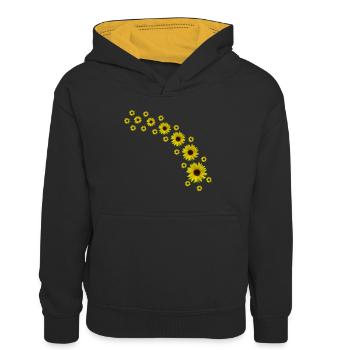 Sunflowers, Sunflower, Flowers - Kids’ Contrast Hoodie - black/gold - Front