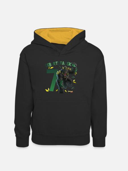 schleich® ELDRADOR® CREATURES 7 Siebter Geburtstag - Kinder Kontrast-Hoodie - Schwarz/Gold