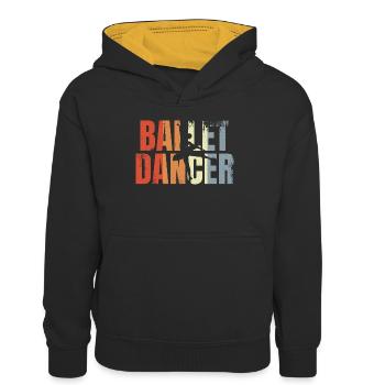Danseuse de ballet vintage - Sweat à capuche contrasté Enfant - noir/or - Devant