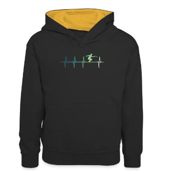 Pétanque Herzschläge Bowling - Kinder Kontrast-Hoodie - Schwarz/Gold - Vorne