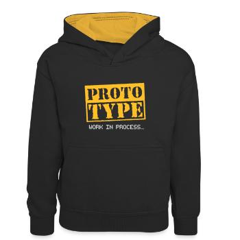Prototype - Work in process - Kinder Kontrast-Hoodie - Schwarz/Gold - Vorne