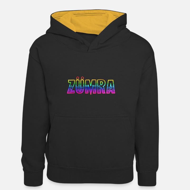 Zümra RS Arc-en-ciel - Sweat à capuche contrasté Enfant - noir/or