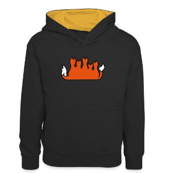 Fox family fox family famille de renard - Kids’ Contrast Hoodie - black/gold - Front