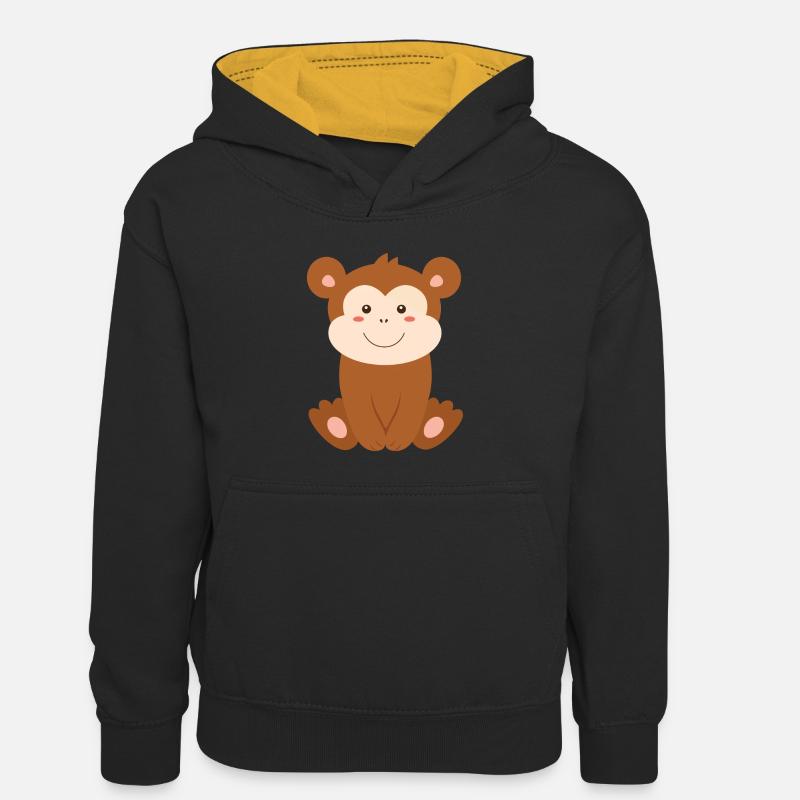Bébé singes enfants - Sweat à capuche contrasté Enfant - noir/or