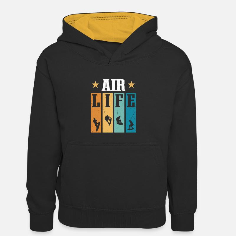 Air Life Wakeboard Wakeboarding - Sweat à capuche contrasté Enfant - noir/or