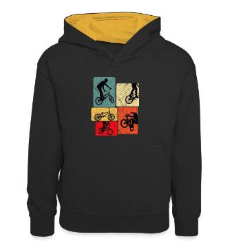 Bmx Rider Vintage Retro Hobby Sport Bicycle - Sweat à capuche contrasté Enfant - noir/or - Devant