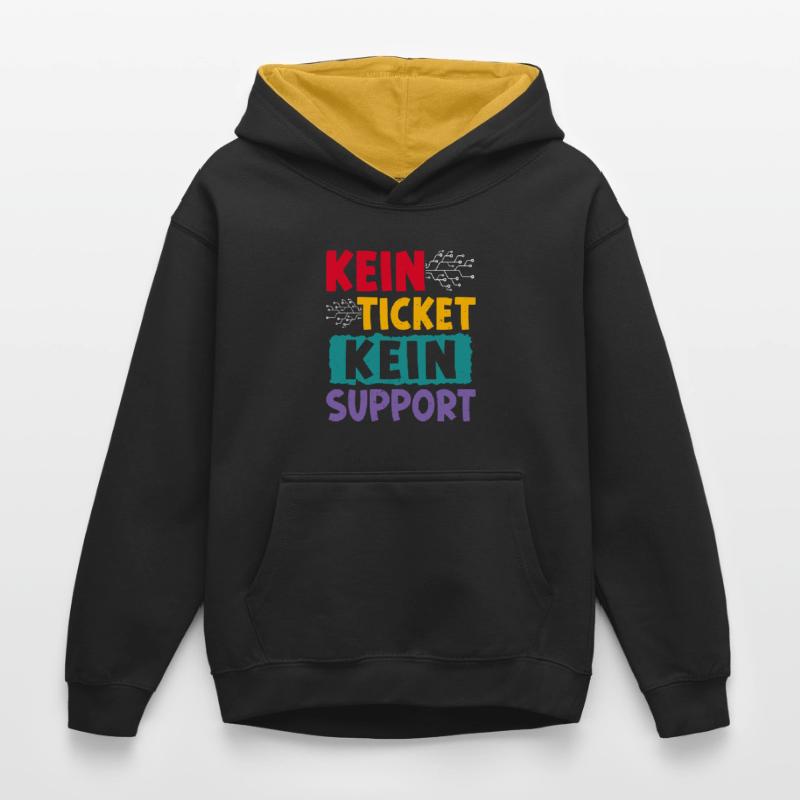 Nerd Computer NO TICKET NO PROBLEM FUNNY Kids’ Contrast Hoodie