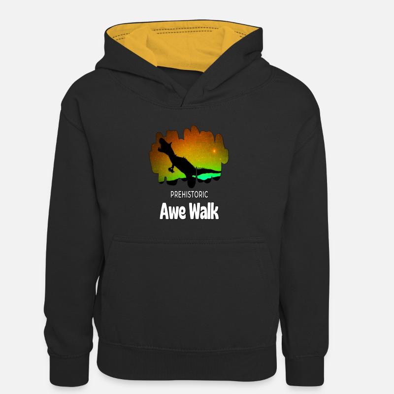 Promenade préhistorique T-Rex - Sweat à capuche contrasté Enfant - noir/or