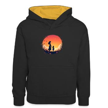 Mère - Sweat à capuche contrasté Enfant - noir/or - Devant