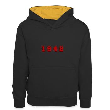 1942 Year Number - Kids’ Contrast Hoodie - black/gold - Front
