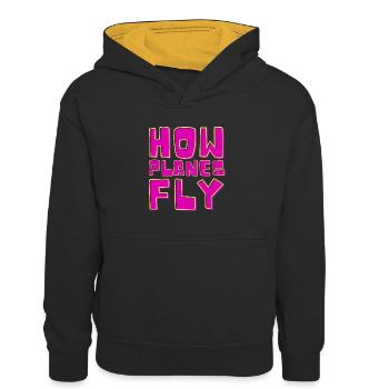How Airplanes Fly Design for Pilots - Kids’ Contrast Hoodie - black/gold - Front