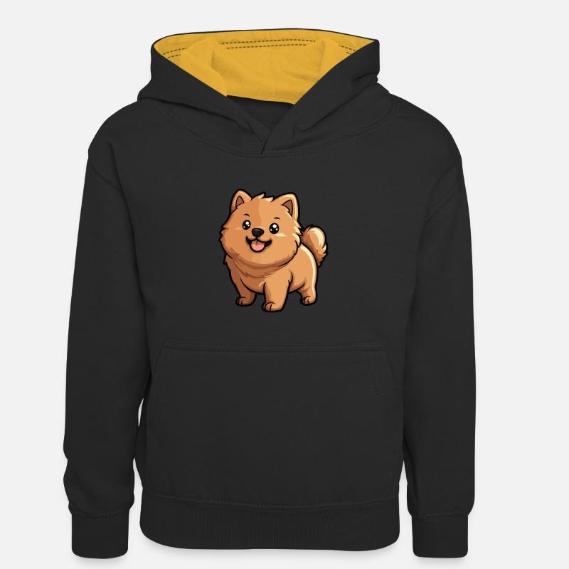 Chow Chow Chien Mignon - Sweat à capuche contrasté Enfant - noir/or