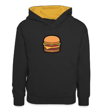 Cheeseburger Hamburger - Sweat à capuche contrasté Enfant - noir/or - Devant
