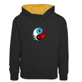 Yin Yang - Kids’ Contrast Hoodie - black/gold - Front