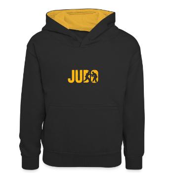 Judo - Kinder Kontrast-Hoodie - Schwarz/Gold - Vorne